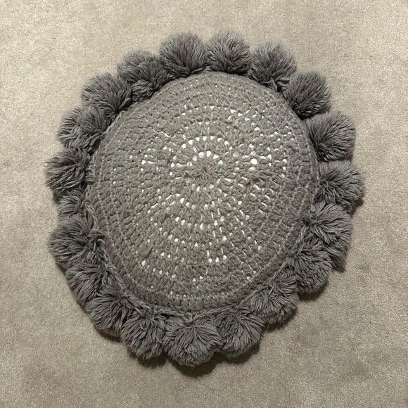 Gray Boho Circle Crochet Pillow - Picture 2 of 2